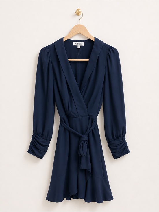 Nanette Lepore Dresses & Skirts - Nanette Lepore Wrap Dress-Size 8 Ruched Sleeve Tie Waist Mini Dress-Retails $158